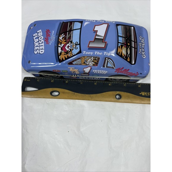 Kellogg's Frosted Flakes Car Tin 1998‎ Tony The Tiger Racing Container Kellog - Picture 15 of 16